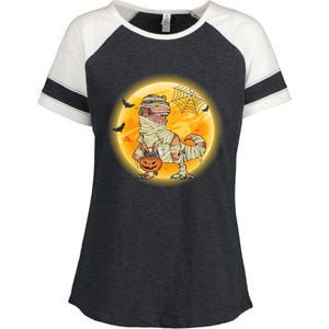 Happy Dinosaur Mummy Halloweeen Pumpkin T Rex Lover Witch Gift Enza Ladies Jersey Colorblock Tee