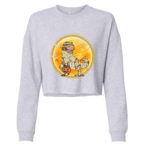 Happy Dinosaur Mummy Halloweeen Pumpkin T Rex Lover Witch Gift Cropped Pullover Crew