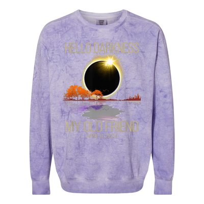 Hello Darkness My Old Friend Solar Eclipse April 08 2024 Colorblast Crewneck Sweatshirt