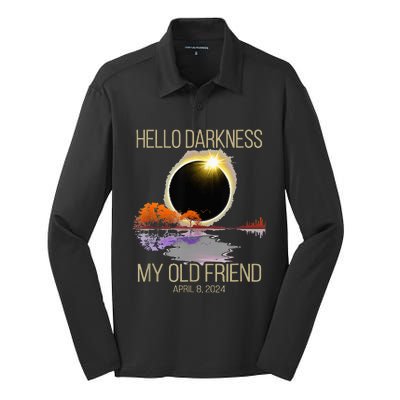 Hello Darkness My Old Friend Solar Eclipse April 08 2024 Silk Touch Performance Long Sleeve Polo