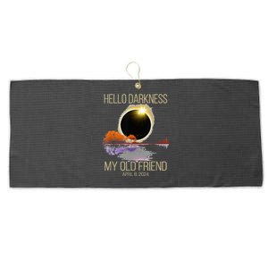 Hello Darkness My Old Friend Solar Eclipse April 08 2024 Large Microfiber Waffle Golf Towel