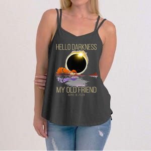 Hello Darkness My Old Friend Solar Eclipse April 08 2024 Women's Strappy Tank