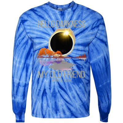 Hello Darkness My Old Friend Solar Eclipse April 08 2024 Tie-Dye Long Sleeve Shirt