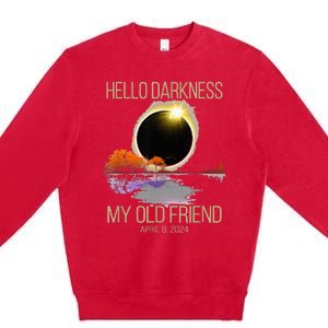 Hello Darkness My Old Friend Solar Eclipse April 08 2024 Premium Crewneck Sweatshirt