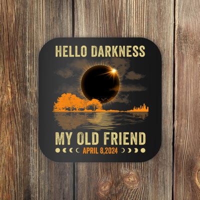 Hello Darkness My Friend Solar Eclipse April 8 2024 Funny Coaster