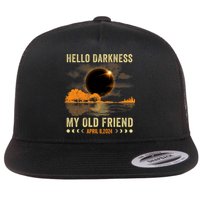 Hello Darkness My Friend Solar Eclipse April 8 2024 Funny Flat Bill Trucker Hat