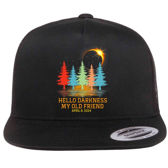 Hello Darkness My Old Friend Eclipse Vintage April 2024 Flat Bill Trucker Hat