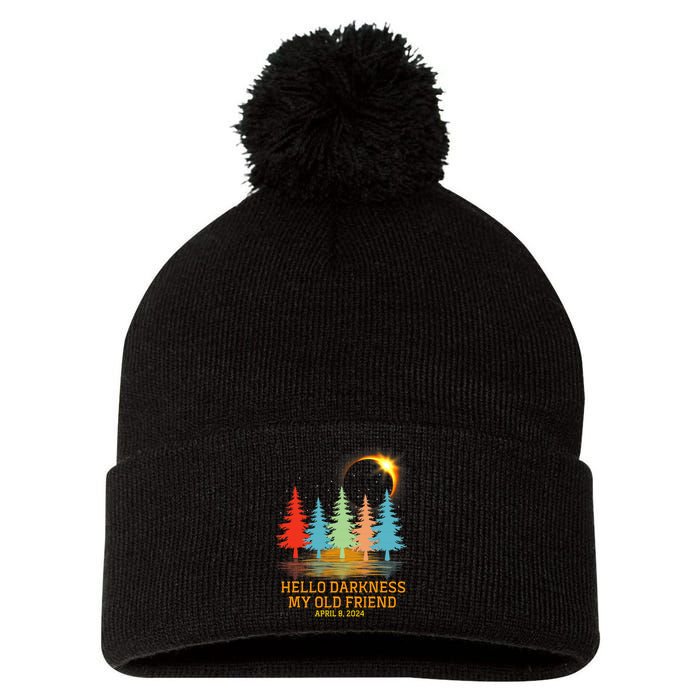 Hello Darkness My Old Friend Eclipse Vintage April 2024 Pom Pom 12in Knit Beanie