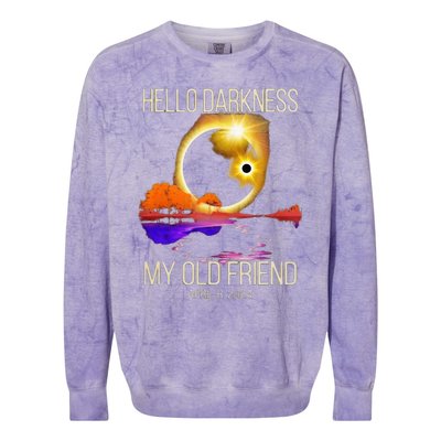 Hello Darkness My Old Friend Solar Eclipse April 08 2024 Colorblast Crewneck Sweatshirt