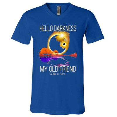 Hello Darkness My Old Friend Solar Eclipse April 08 2024 V-Neck T-Shirt