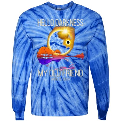 Hello Darkness My Old Friend Solar Eclipse April 08 2024 Tie-Dye Long Sleeve Shirt