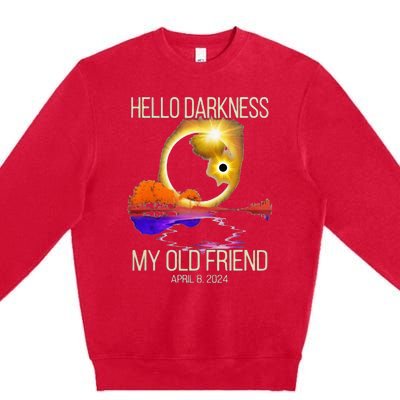 Hello Darkness My Old Friend Solar Eclipse April 08 2024 Premium Crewneck Sweatshirt