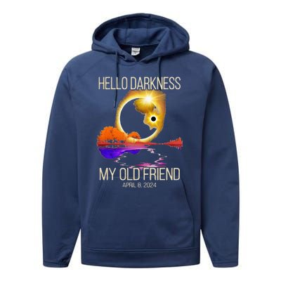 Hello Darkness My Old Friend Solar Eclipse April 08 2024 Performance Fleece Hoodie