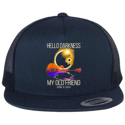 Hello Darkness My Old Friend Solar Eclipse April 08 2024 Flat Bill Trucker Hat