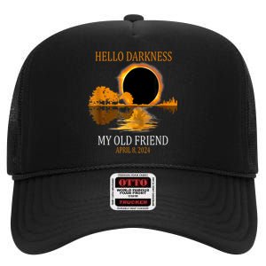 Hello Darkness My Old Friend Funny Total Solar Eclipse High Crown Mesh Back Trucker Hat