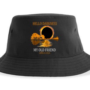 Hello Darkness My Old Friend Funny Total Solar Eclipse Sustainable Bucket Hat