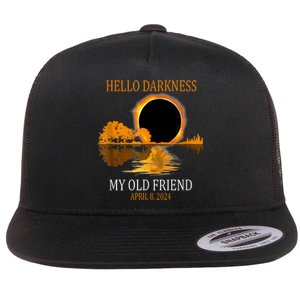 Hello Darkness My Old Friend Funny Total Solar Eclipse Flat Bill Trucker Hat