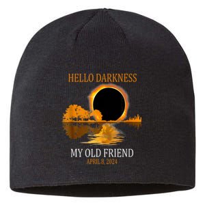 Hello Darkness My Old Friend Funny Total Solar Eclipse Sustainable Beanie