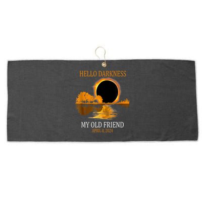 Hello Darkness My Old Friend Funny Total Solar Eclipse Large Microfiber Waffle Golf Towel