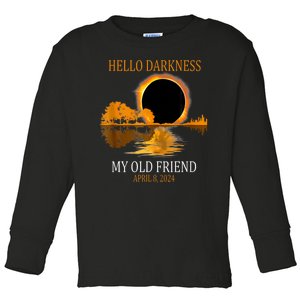 Hello Darkness My Old Friend Funny Total Solar Eclipse Toddler Long Sleeve Shirt