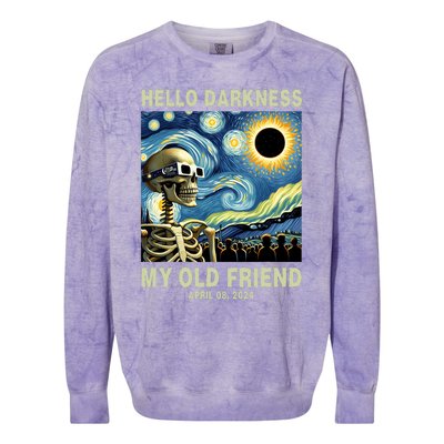 Hello Darkness My Old Friend Solar Eclipse April 08 2024 Colorblast Crewneck Sweatshirt