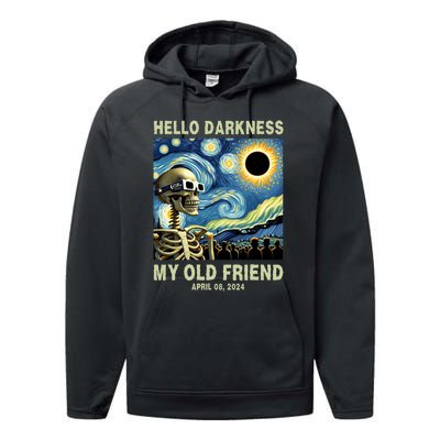 Hello Darkness My Old Friend Solar Eclipse April 08 2024 Performance Fleece Hoodie