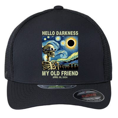 Hello Darkness My Old Friend Solar Eclipse April 08 2024 Flexfit Unipanel Trucker Cap