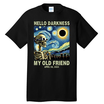 Hello Darkness My Old Friend Solar Eclipse April 08 2024 Tall T-Shirt