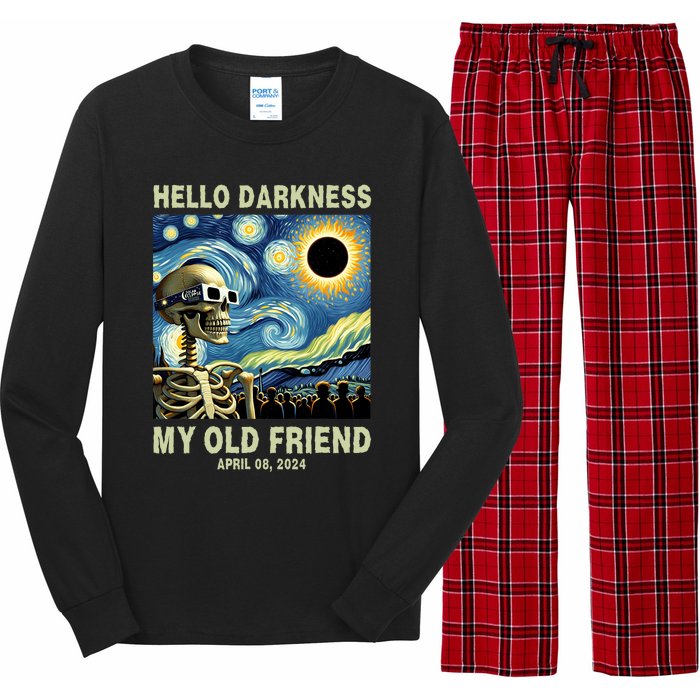 Hello Darkness My Old Friend Solar Eclipse April 08 2024 Long Sleeve Pajama Set