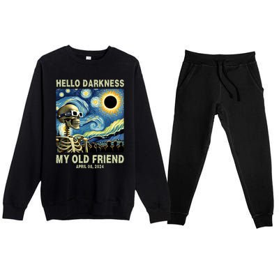 Hello Darkness My Old Friend Solar Eclipse April 08 2024 Premium Crewneck Sweatsuit Set