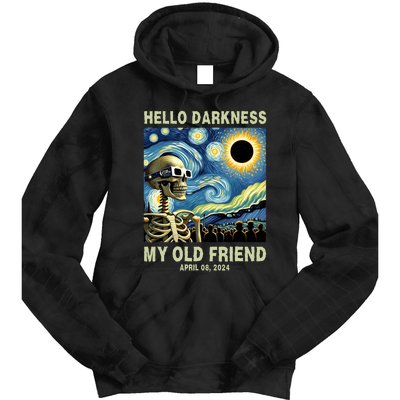 Hello Darkness My Old Friend Solar Eclipse April 08 2024 Tie Dye Hoodie