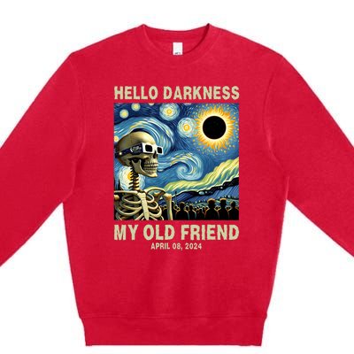 Hello Darkness My Old Friend Solar Eclipse April 08 2024 Premium Crewneck Sweatshirt