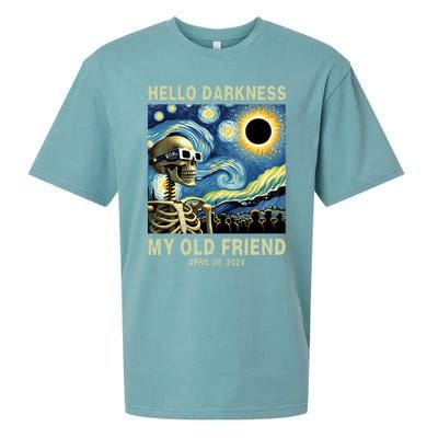 Hello Darkness My Old Friend Solar Eclipse April 08 2024 Sueded Cloud Jersey T-Shirt