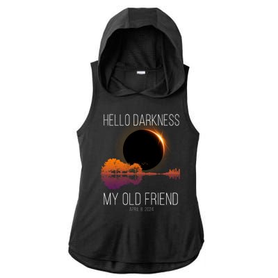 Hello Darkness My Old Friend Solar Eclipse April 8 Ladies PosiCharge Tri-Blend Wicking Draft Hoodie Tank