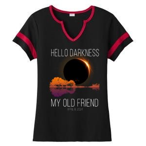 Hello Darkness My Old Friend Solar Eclipse April 8 Ladies Halftime Notch Neck Tee