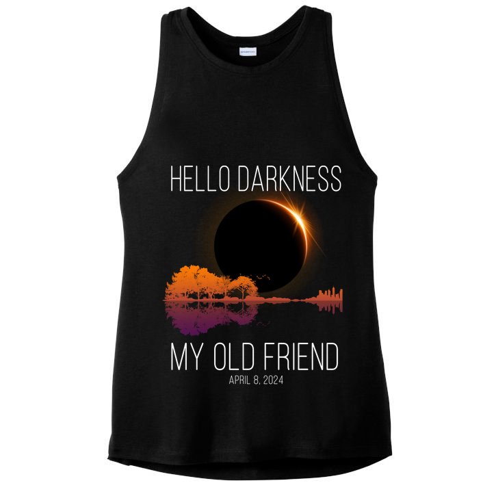 Hello Darkness My Old Friend Solar Eclipse April 8 Ladies PosiCharge Tri-Blend Wicking Tank