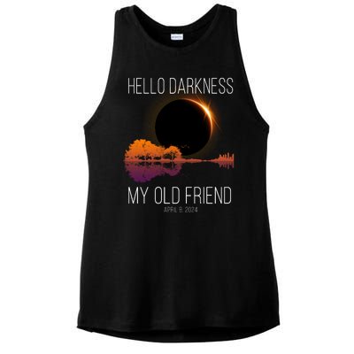 Hello Darkness My Old Friend Solar Eclipse April 8 Ladies PosiCharge Tri-Blend Wicking Tank