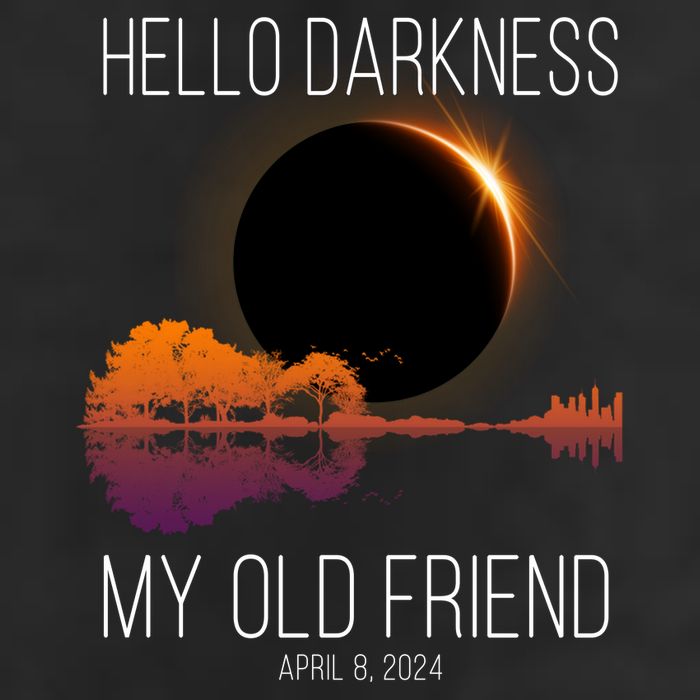 Hello Darkness My Old Friend Solar Eclipse April 8 7 Panel Mesh Trucker Snapback Hat