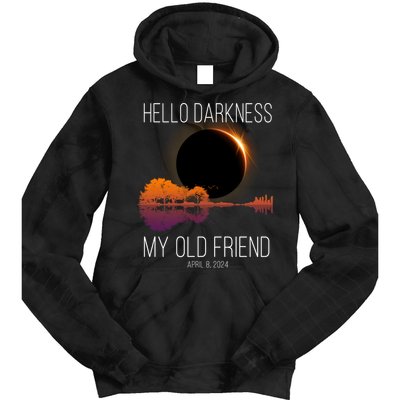 Hello Darkness My Old Friend Solar Eclipse April 8 Tie Dye Hoodie