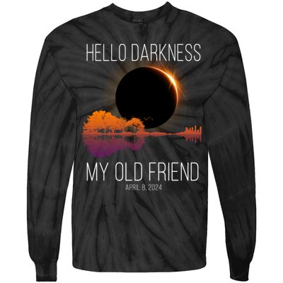 Hello Darkness My Old Friend Solar Eclipse April 8 Tie-Dye Long Sleeve Shirt