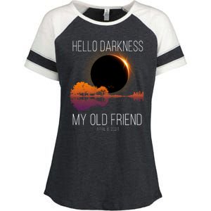 Hello Darkness My Old Friend Solar Eclipse April 8 Enza Ladies Jersey Colorblock Tee