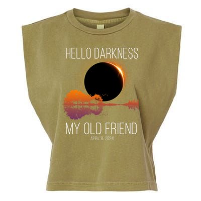 Hello Darkness My Old Friend Solar Eclipse April 8 Garment-Dyed Women's Muscle Tee