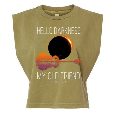 Hello Darkness My Old Friend Solar Eclipse April 8 Garment-Dyed Women's Muscle Tee