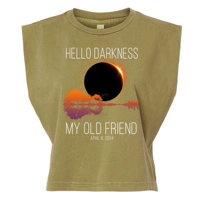 Hello Darkness My Old Friend Solar Eclipse April 8 Garment-Dyed Women's Muscle Tee