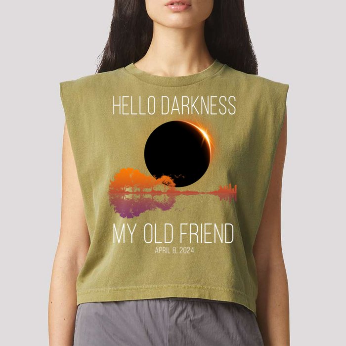 Hello Darkness My Old Friend Solar Eclipse April 8 Garment-Dyed Women's Muscle Tee