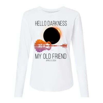 Hello Darkness My Old Friend Solar Eclipse April 8 Womens Cotton Relaxed Long Sleeve T-Shirt