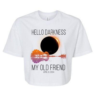 Hello Darkness My Old Friend Solar Eclipse April 8 Bella+Canvas Jersey Crop Tee