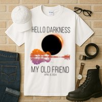 Hello Darkness My Old Friend Solar Eclipse April 8 Tall T-Shirt