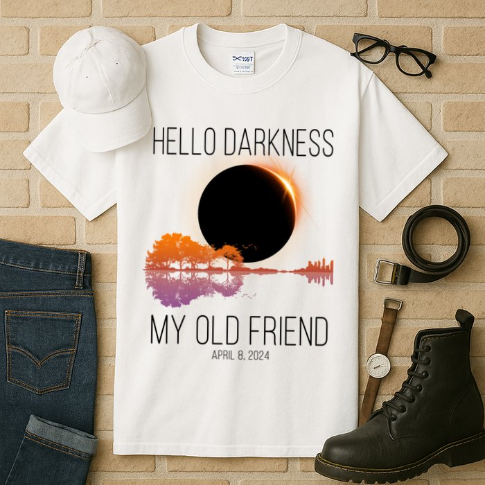 Hello Darkness My Old Friend Solar Eclipse April 8 Tall T-Shirt