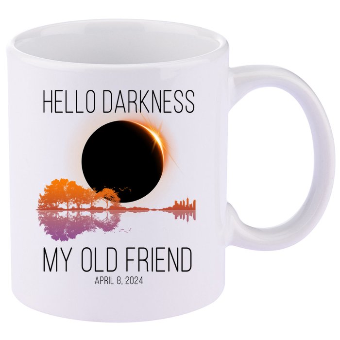 Hello Darkness My Old Friend Solar Eclipse April 8 11oz C Handle Ceramic Mug